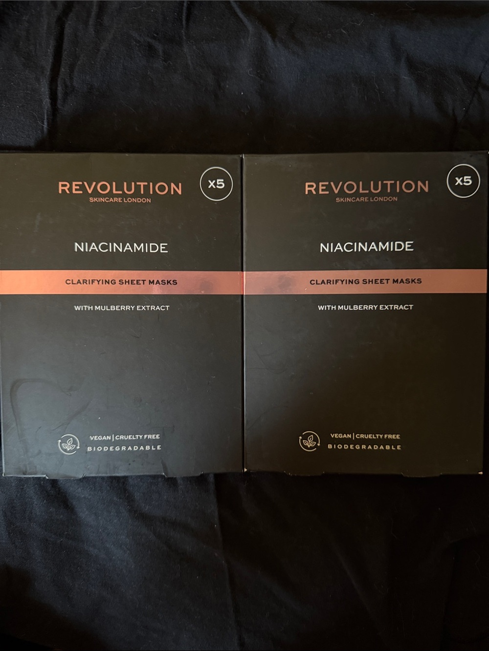 Revolution Niacinamide Clarifying Sheet Masks - Black/Rose (Pack of 5)